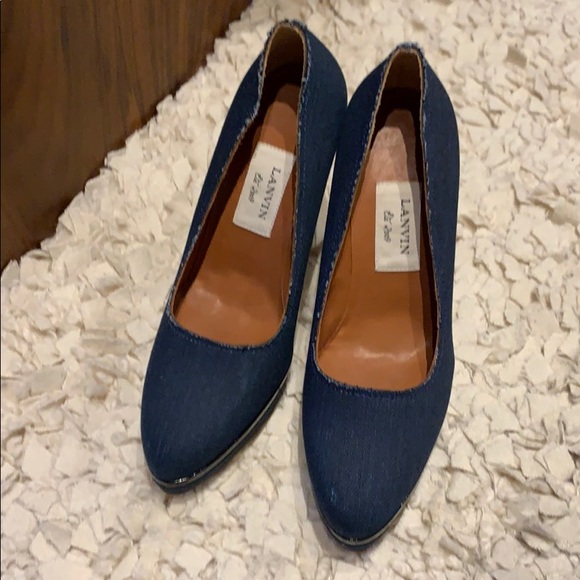 Lanvin Denim Pump wooden heel with platform - Picture 1 of 6